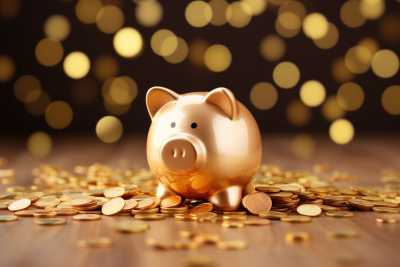 Golden Piggy Bank on Christmas Free Image