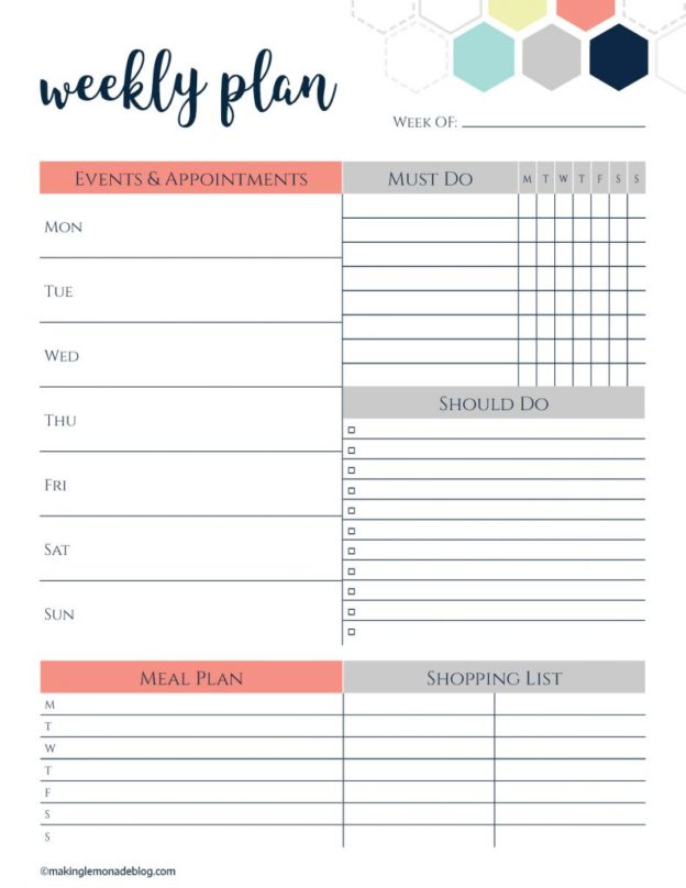 weekly planner printable printable graphics