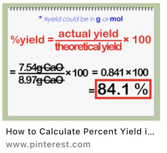 Calculating The Percentage Yield