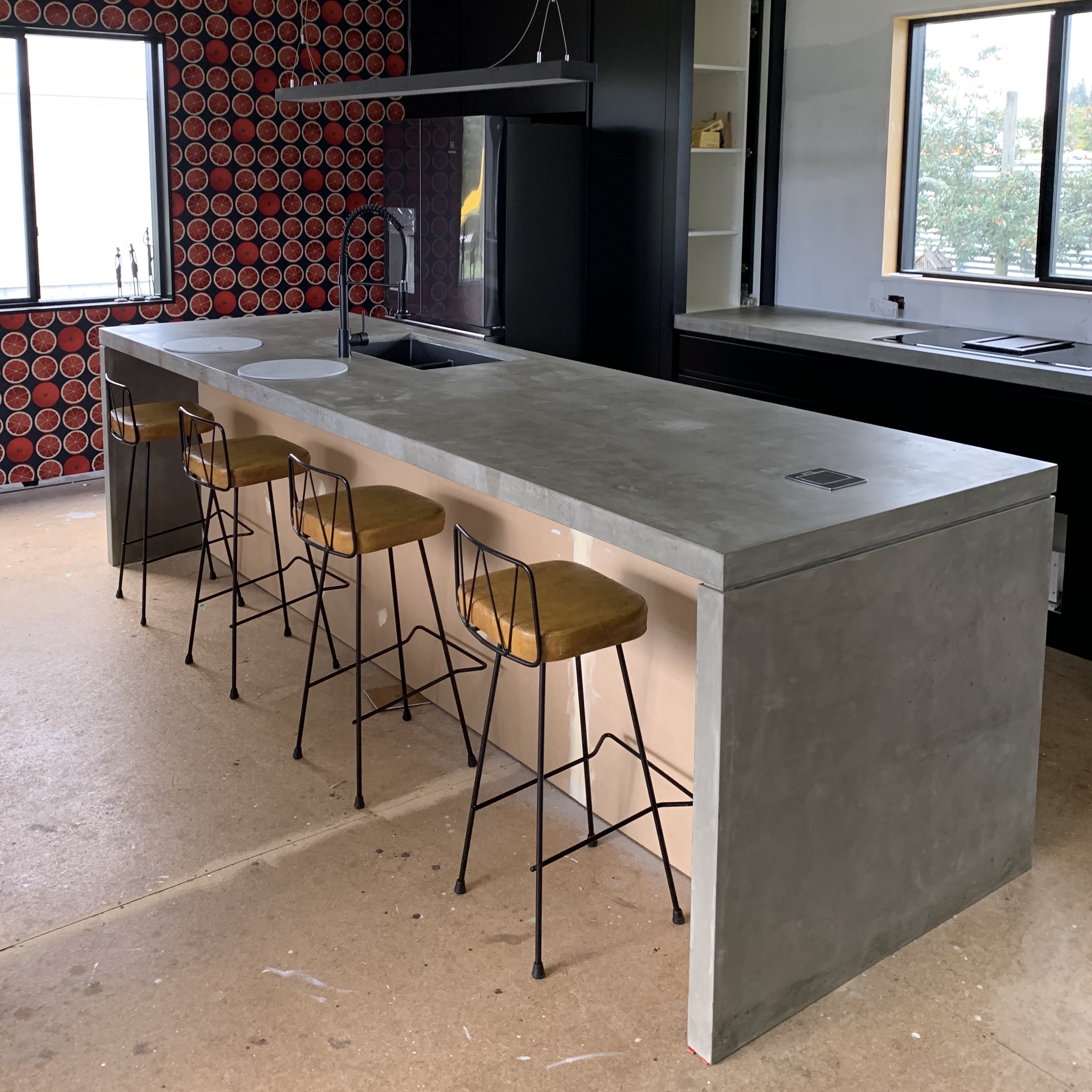 Kitchen Island with Waterfall Ends Private Client Raw Concrete Design