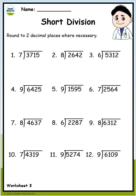 fourth grade math worksheets free printable k5 learning - long division ...