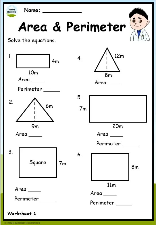 Perimeter And Area Of Triangle Worksheet - Printable Calendars AT A GLANCE