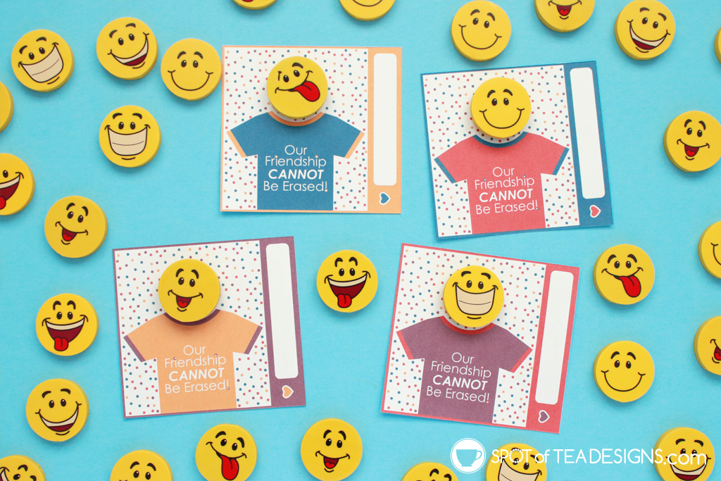 Smiley face eraser Valentine Printable | spotofteadesigns.com