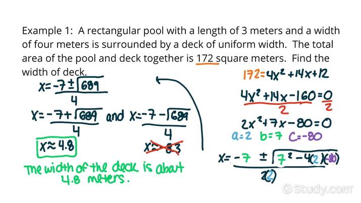 Word Problem Using A Quadratic Equation