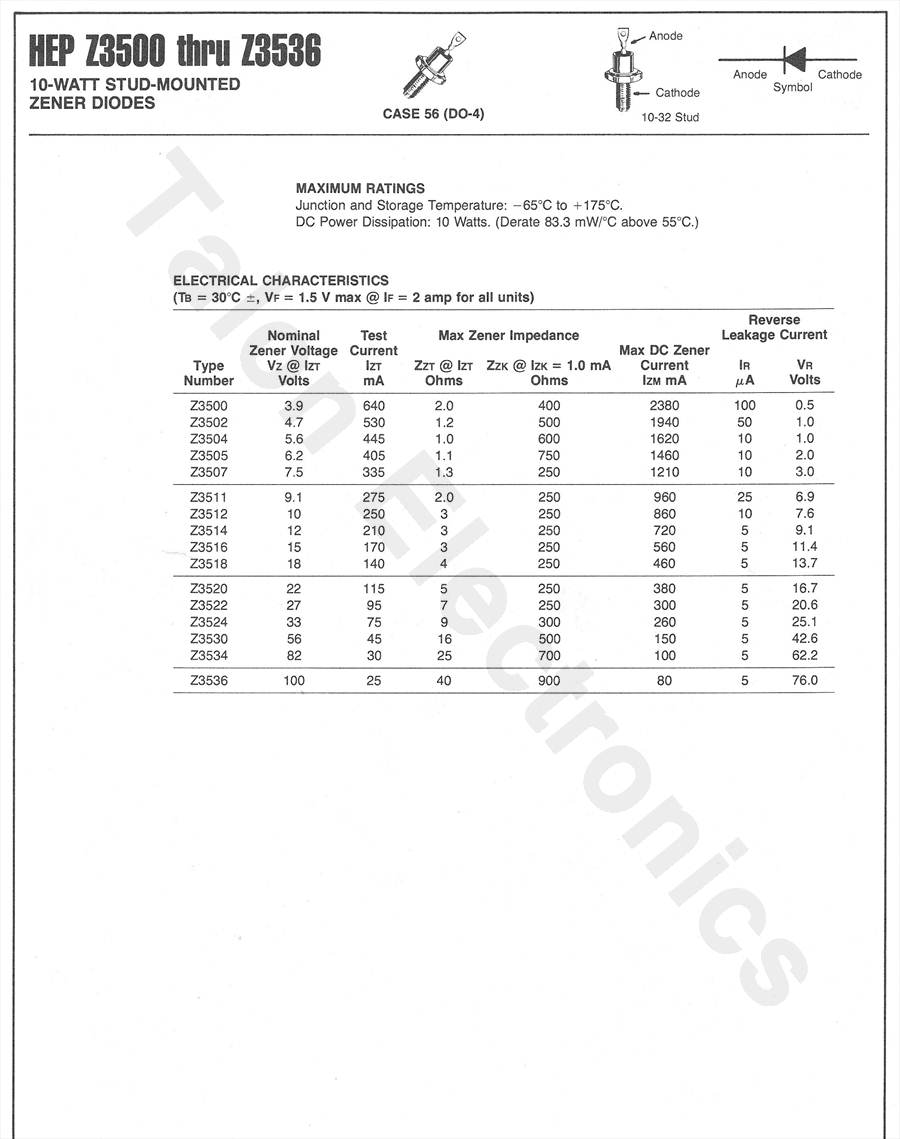 Hep Z3520 22v 10w Zener Diode