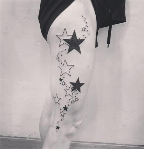 Star Tattoos On Leg