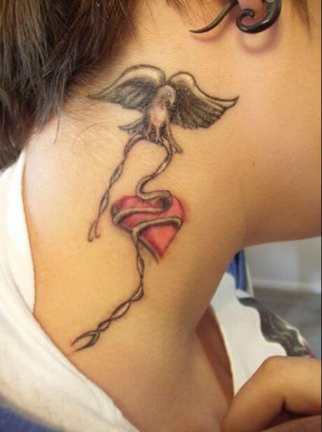 Dove Tattoo On Neck (1)