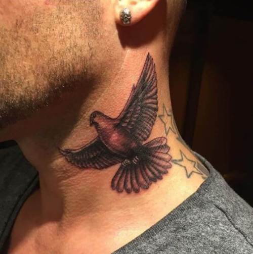 Dove Tattoo On Neck