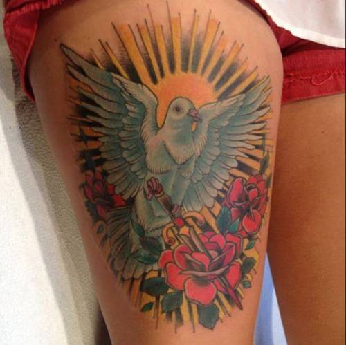 Dove Tattoo On Thigh