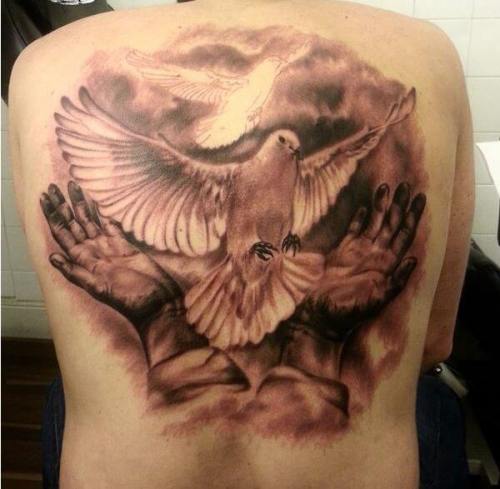 Full Back Dove Tattoos Design For Men