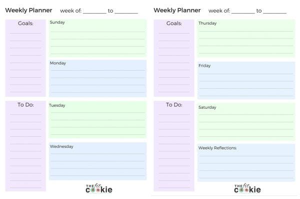 free printable weekly planner pages the fit cookie