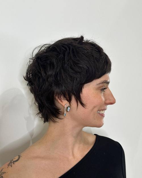 Black Pixie Mullet Shag