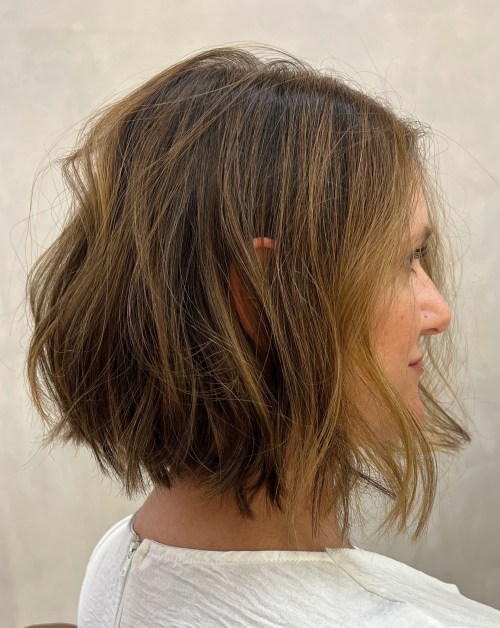 Bedhead Brown Bob with Sun Kissed Highlights