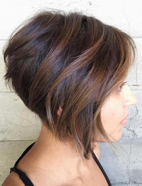 Stacked Brown Bob With Balayage Highlights