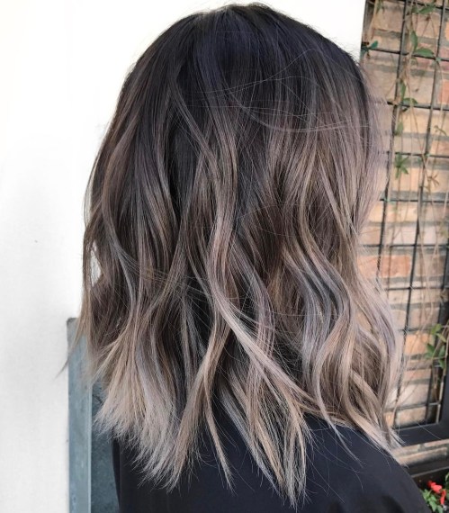 Ash Balayage With Dark Roots