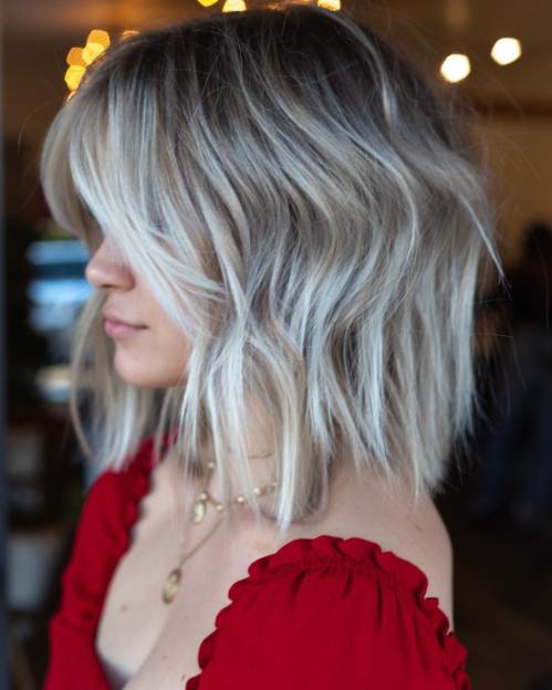 Silver Blonde Balayage On Dark Brown Hair