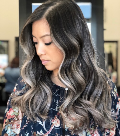 Gray Balayage For Brunettes