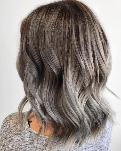 Light Brown Hair With Gray Balayage