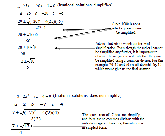 Solving Quadratic Equations By The