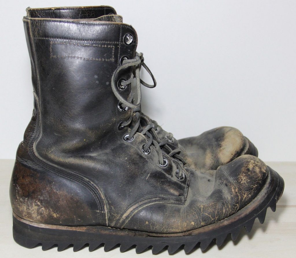 Ripple soles on vintage army boots for sale on eBay.