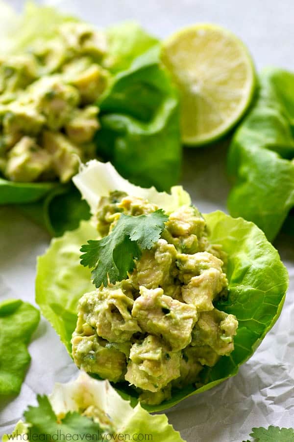 Avocado Chicken Salad Lettuce Wraps