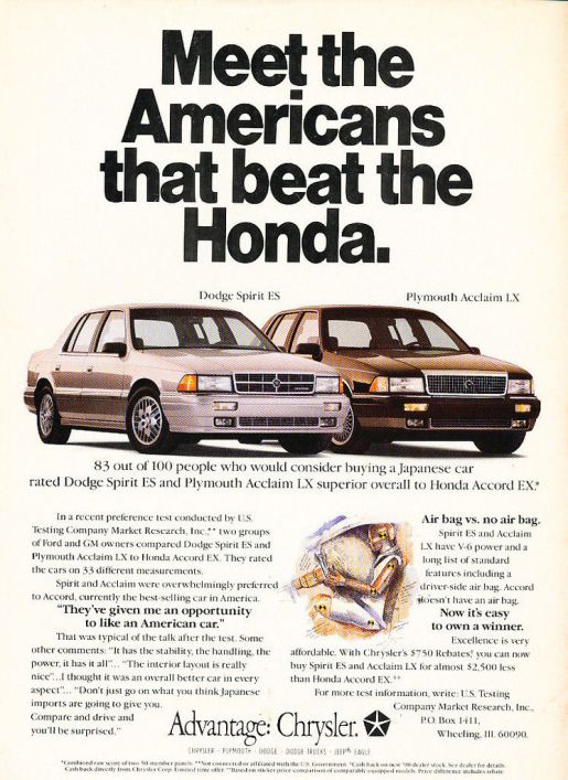 dodge spirit plymouth acclaim 1990