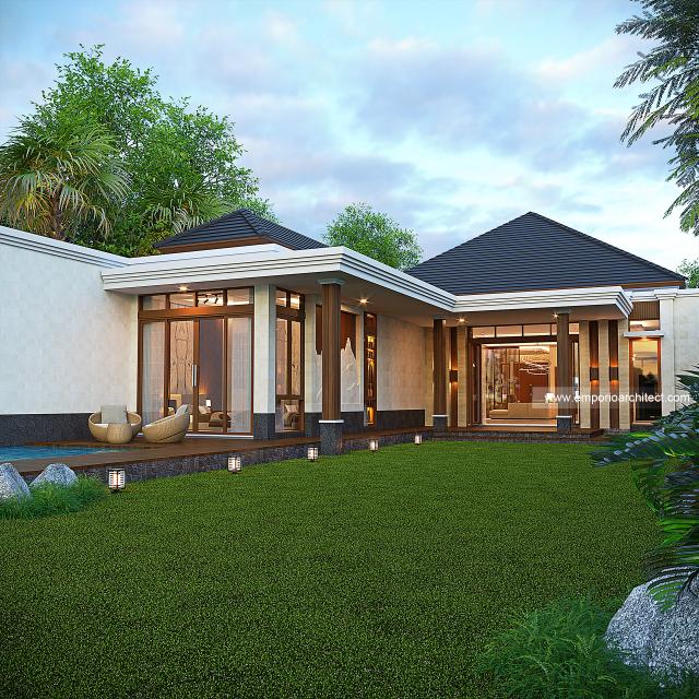 Gambar 1 Desain Rumah Villa Bali Modern 1 Lantai Bapak ASM 1850 di  Musi Banyuasin, Sumatera Selatan