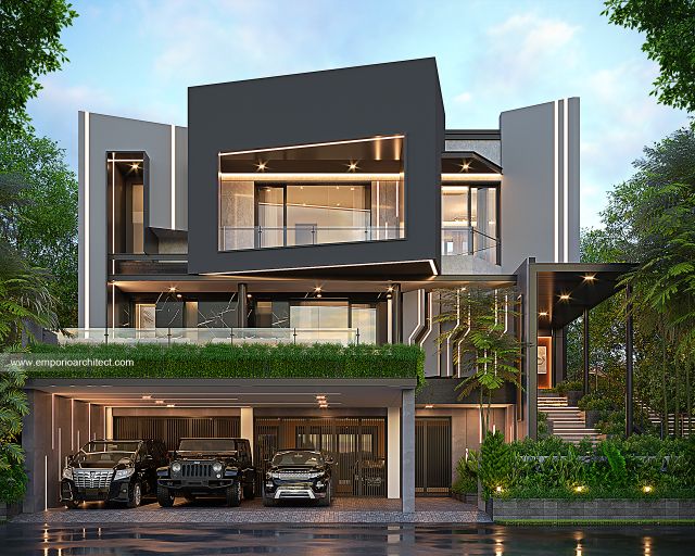 Gambar 1 Desain Rumah Modern 3 Lantai Ibu A II di  BSD, Tangerang Selatan