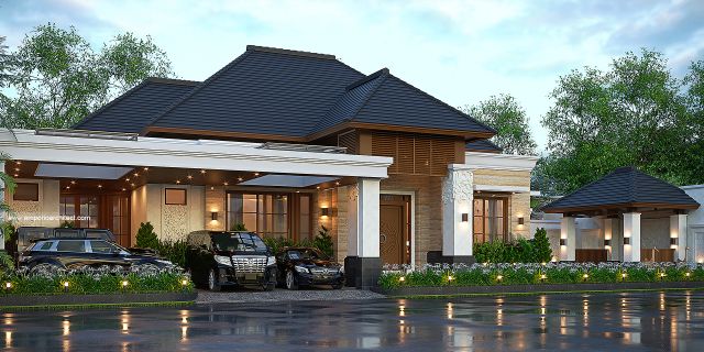 Gambar 2 Desain Rumah Villa Bali 1 Lantai Bapak A di  Riau