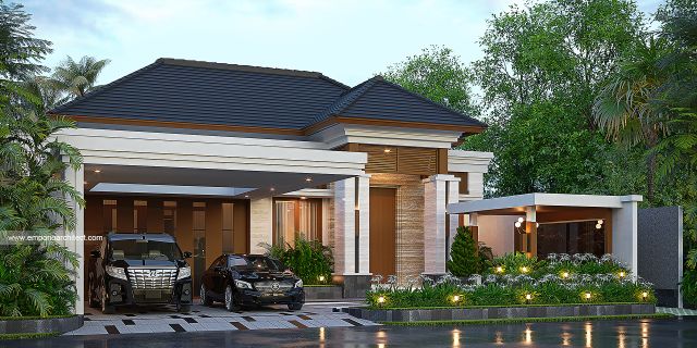 Gambar 1 Desain Rumah Villa Bali Modern 1 Lantai Bapak A di  Cilacap, Jawa Tengah