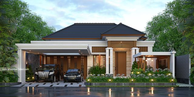 Gambar 2 Desain Rumah Villa Bali Modern 1 Lantai Bapak A di  Cilacap, Jawa Tengah