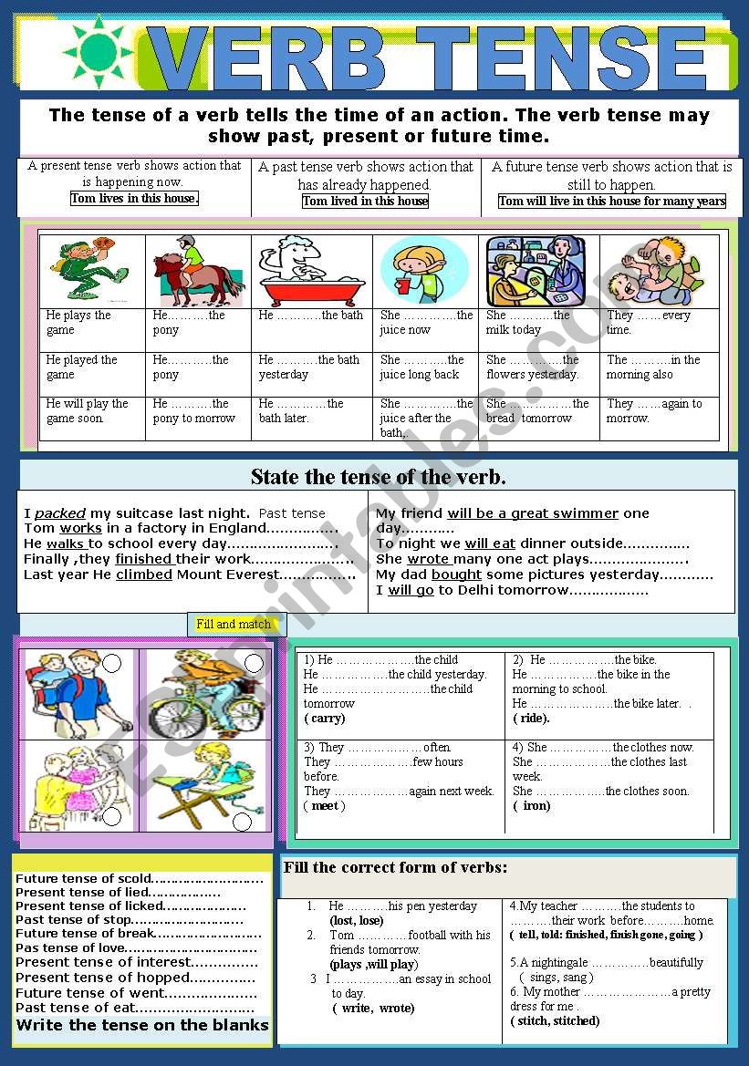 Verb Tense Worksheets For Esl Adults