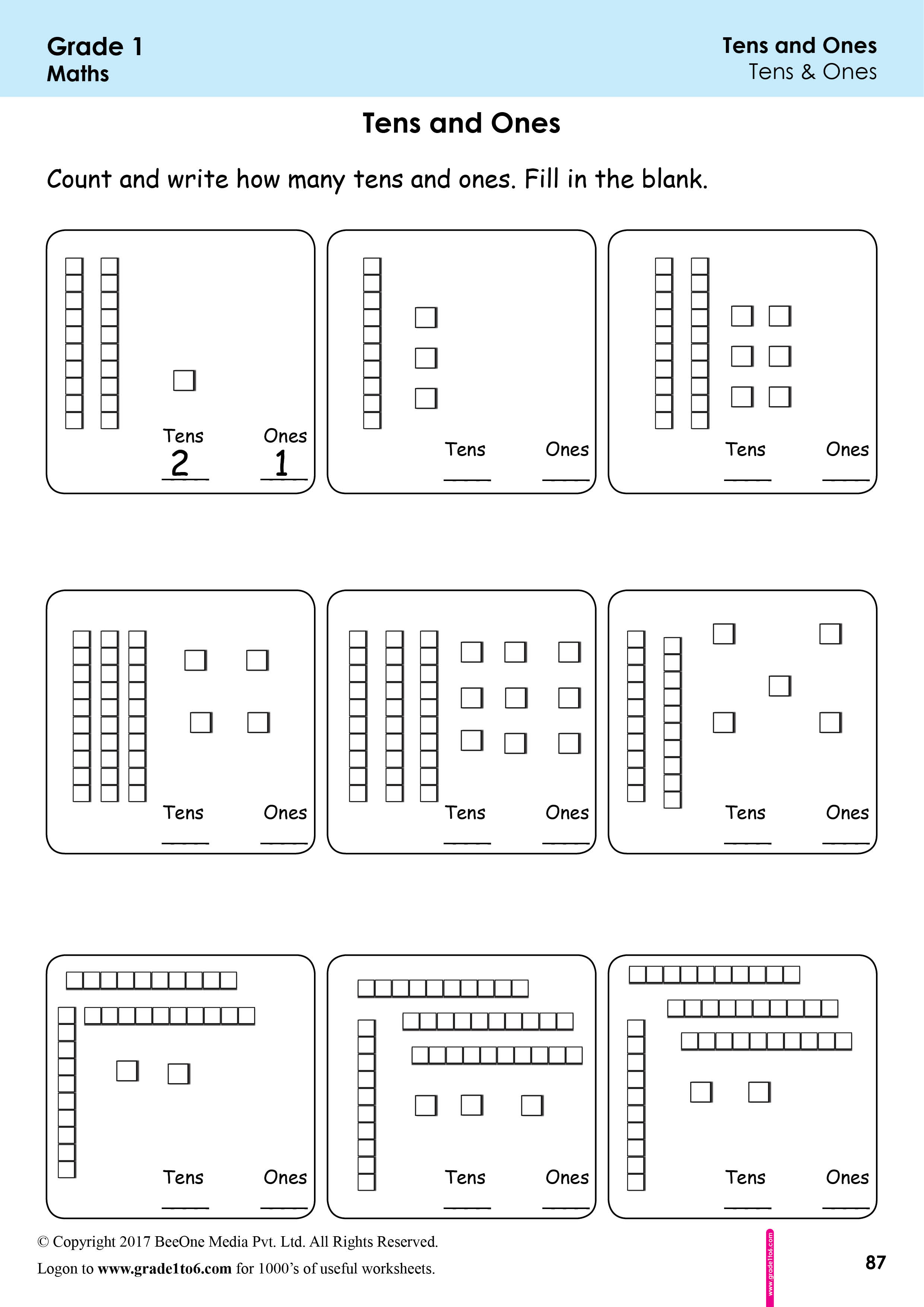 Tens And Ones Math Worksheets For 1st Grade Finding Tens And Ones ...