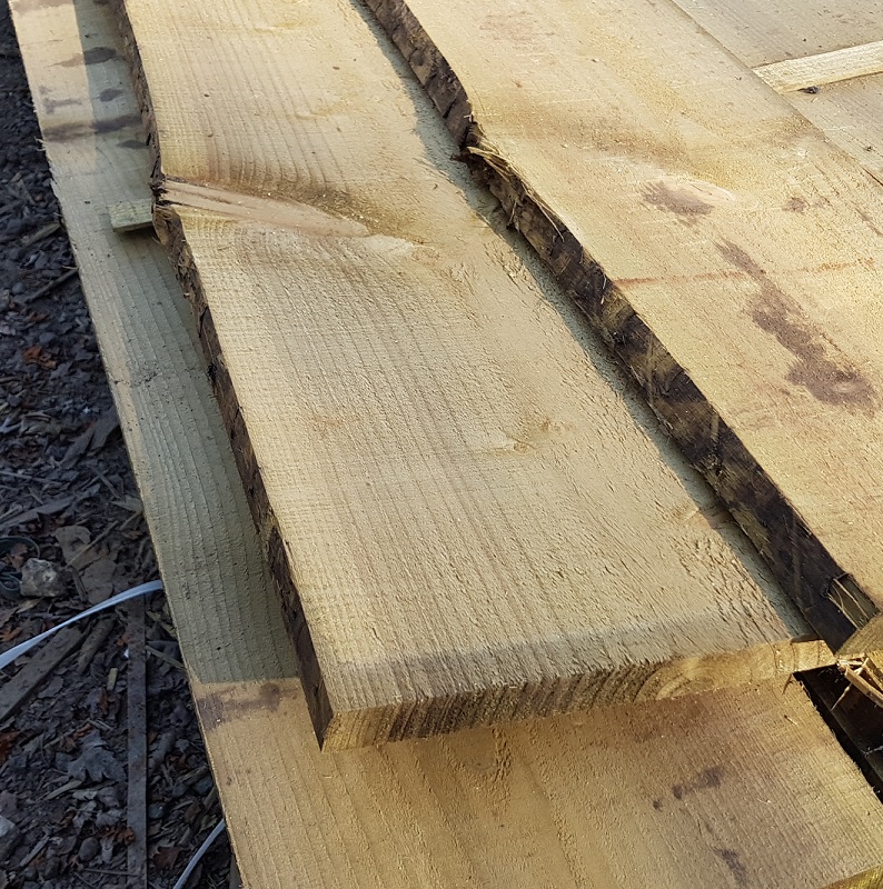 Spruce pressure treated Waney Edge: 3.6m 225 x 22mm approx