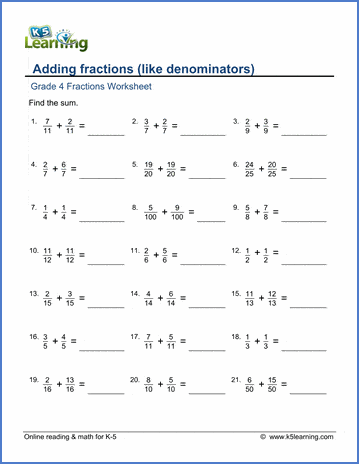 grade 4 fractions worksheets free printable k5 learning