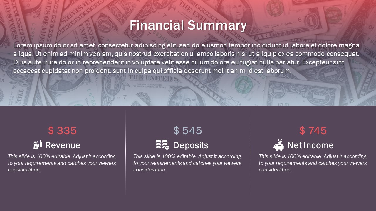 Financial Summary PowerPoint Slide