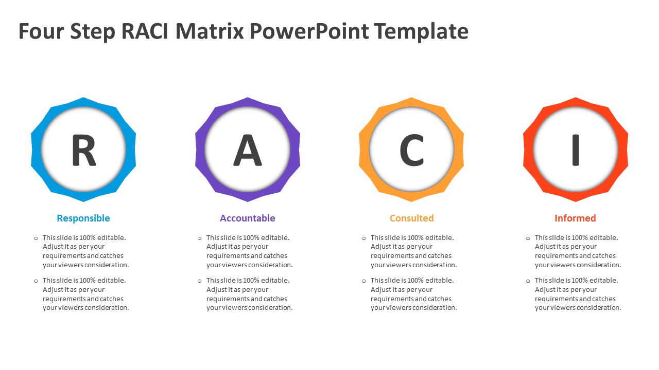 Four Step RACI Matrix PowerPoint Template