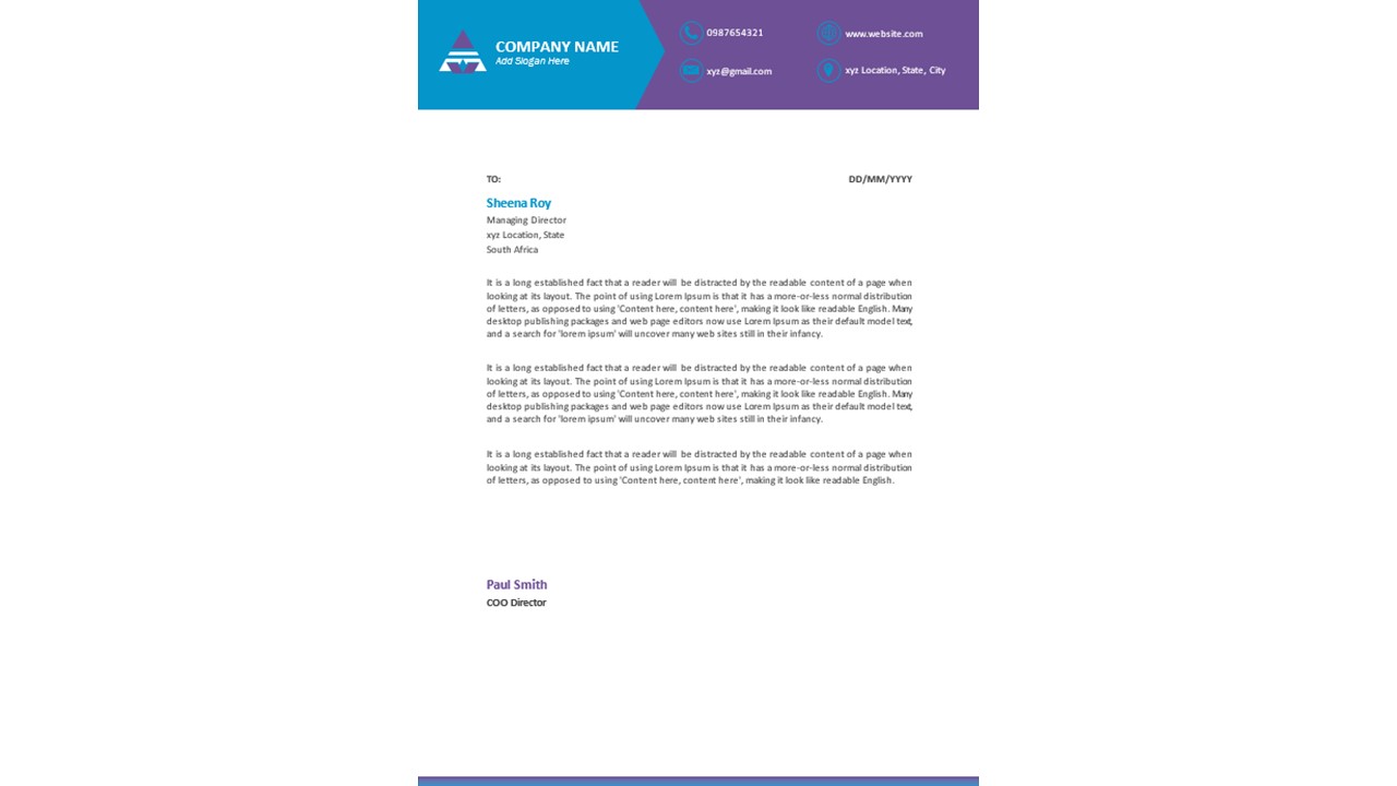 Modern Corporate Letterhead Word Template Design