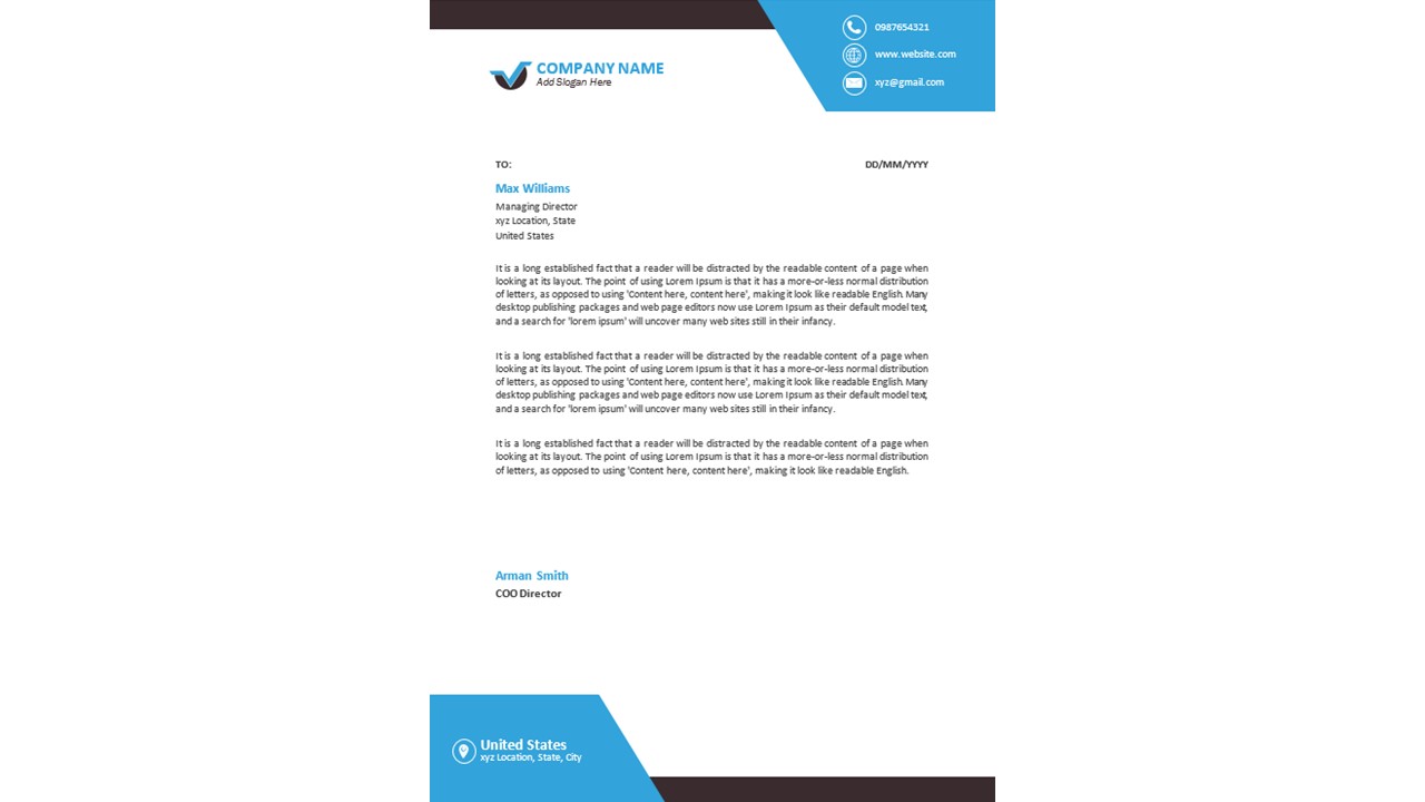 Corporate Letterhead Word Template Design