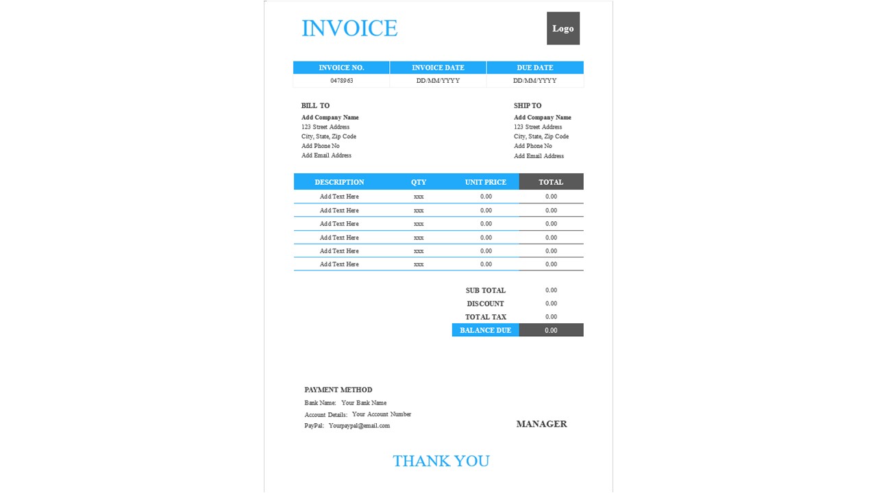 Modern Invoice Word Template Design