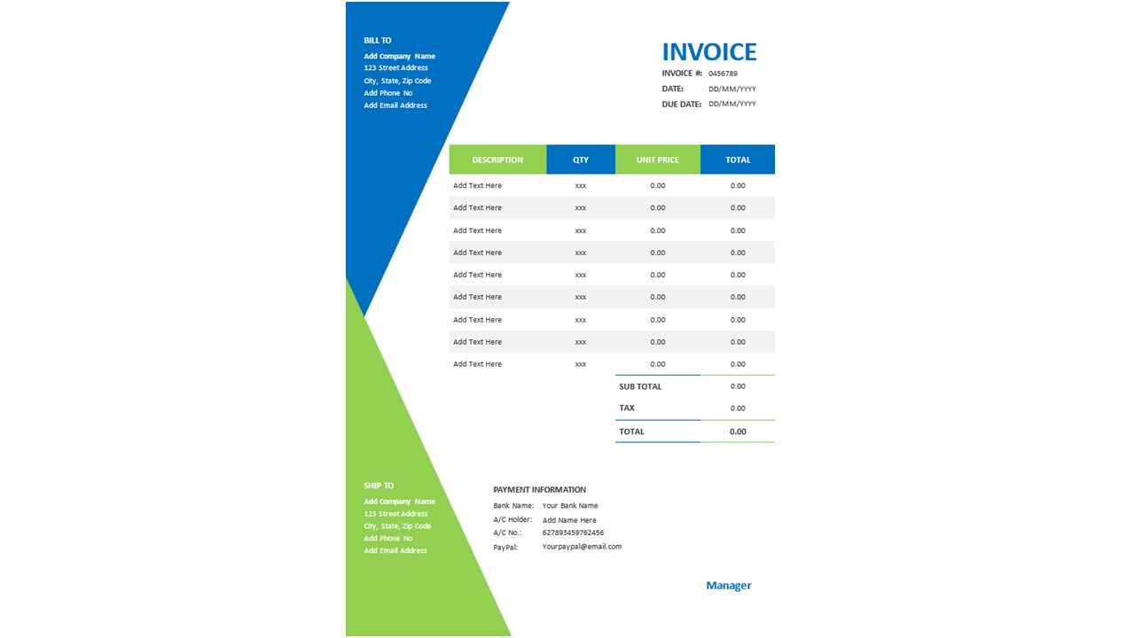 Modern Professional Invoice Word Template Layout