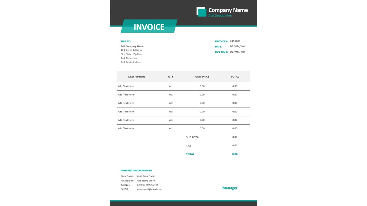 Elegant Professional Invoice Word Template Design