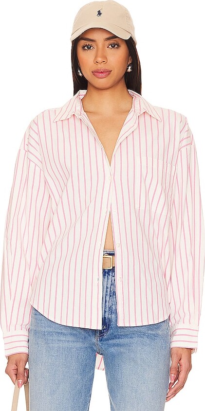 pink and white striped shirt