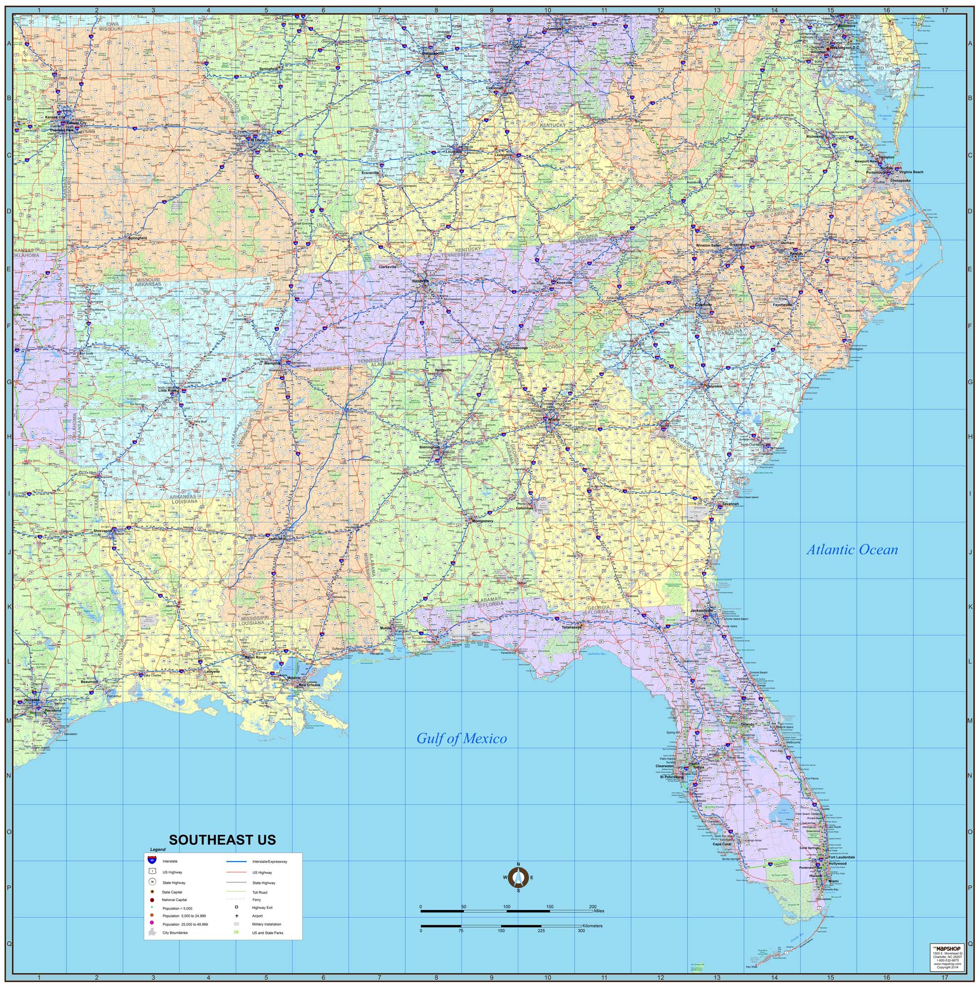 map of southeastern united states - download southeast usa map to print ...