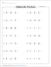 adding three fractions worksheets