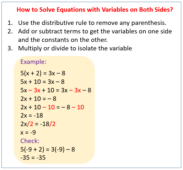 Solving Equations With Variables On