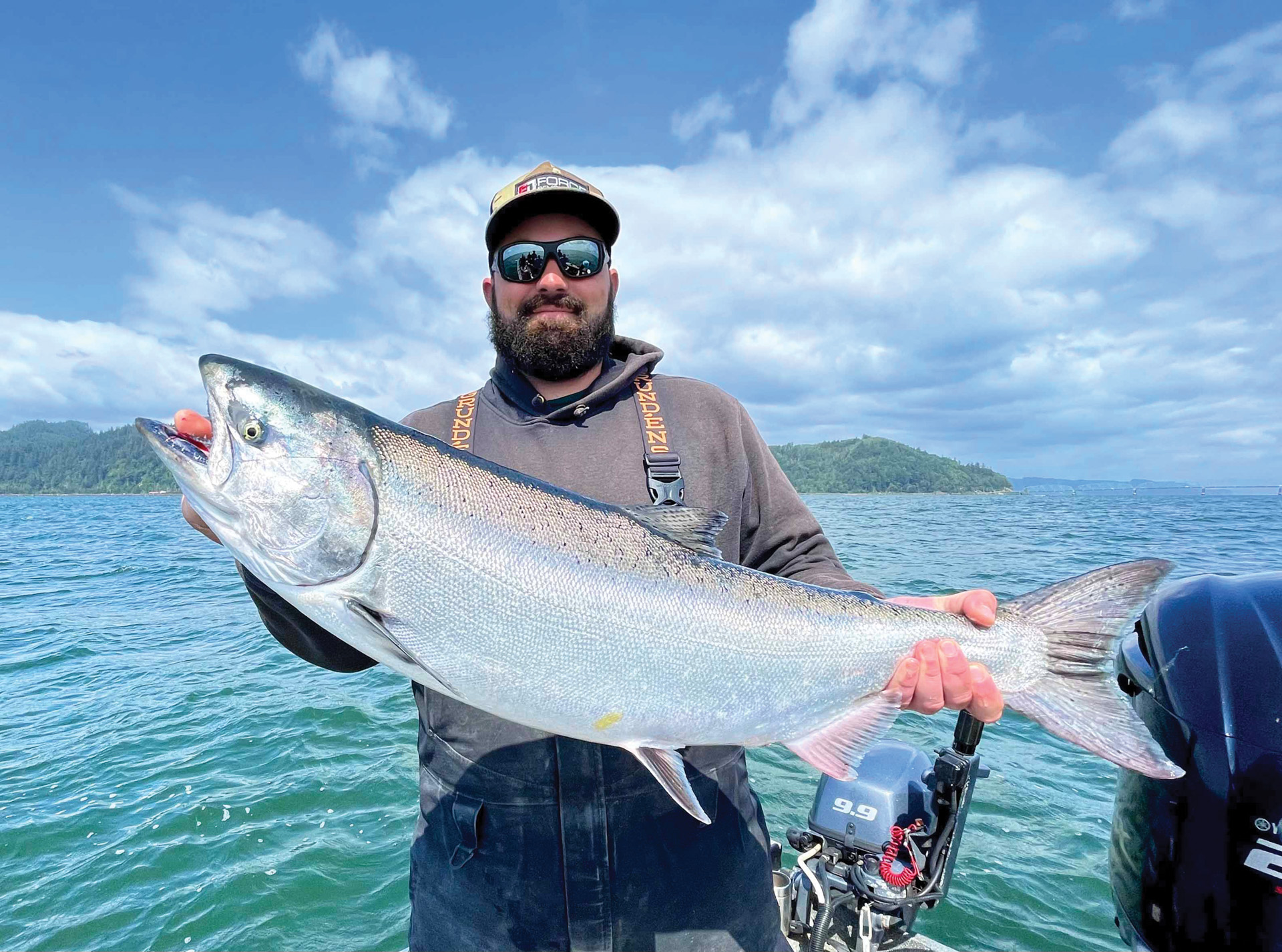 Even though coho will be the star of the show this year, upriver brights are the driving force behind the Buoy 10 fishery. Jake Martinson displays a platinum hatchery URB.