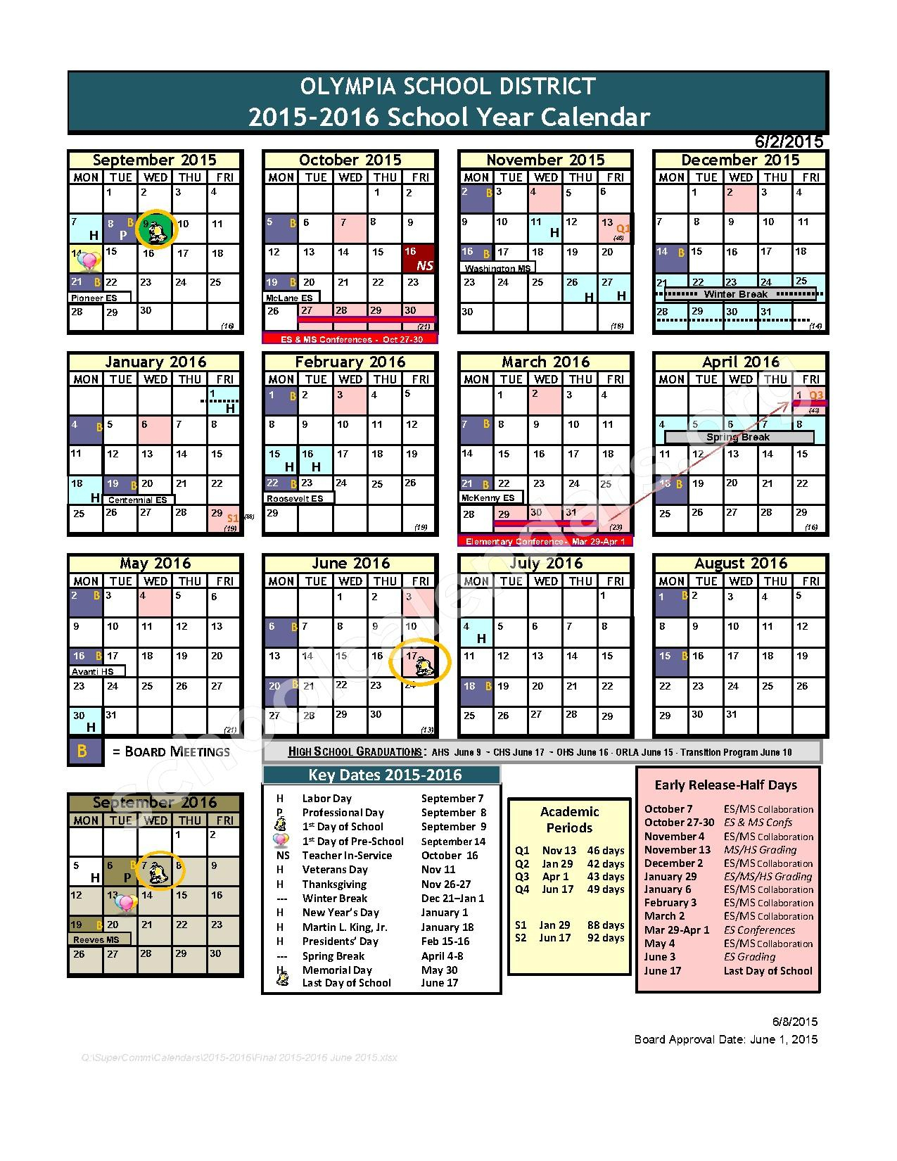 Centennial Elementary School Calendar 2022