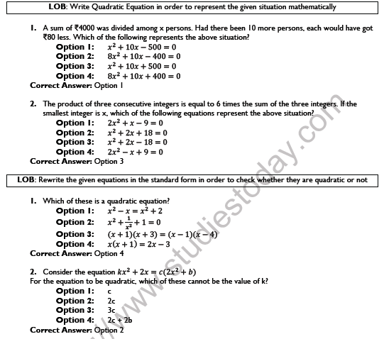 Cbse Class 10 Mathematics Quadratic