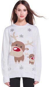 White Christmas Sweater With Reindeer